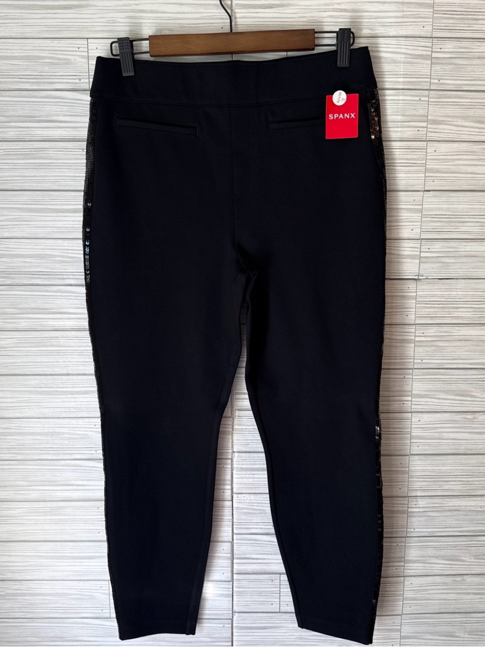SPANX Black Sequin Side-Trim Ponte Pants